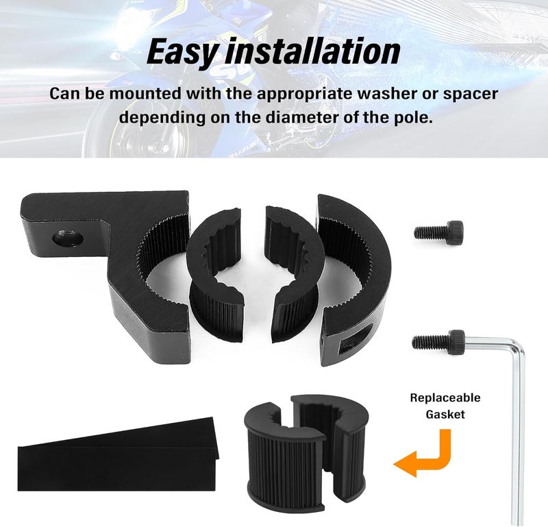 IHOTDER حاملات شريط الضوء للدراجات النارية 2PCS - عالمي 0.75" 1" 1.25" مشبك أنبوب مجموعة حامل شريط LED لأضواء قيادة الدراجات النارية - أضواء رف السقف لمعظم ATV وUTV والشاحنات - Image 5